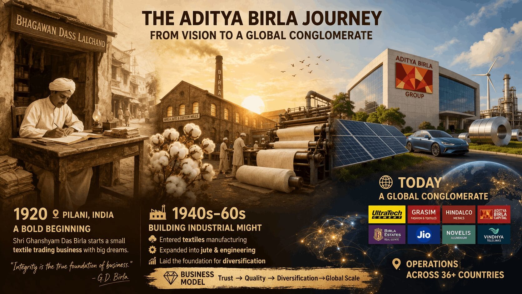 how aditya birla group started and expanded?
